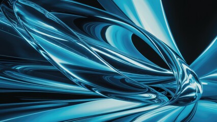 Poster - sleek and contemporary 3d abstract background featuring transparent lush bezier curves in crystal bl