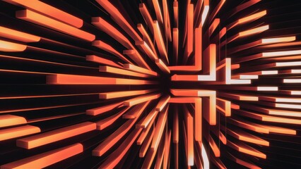 Poster - Abstract modern graphic wallpaper featuring technologyinspired design with gradient lines and a blend of orange and black tones creating a sleek and creative aesthetic