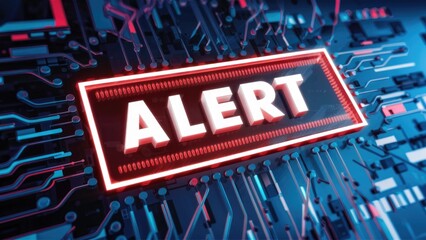 Fototapete - 3D Rendered Alert Notification with Technological Glitch Effects and Visual Interference