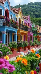 brazilian favela cityscape with colorful buildings perfect for graphic art projects. concept brazili