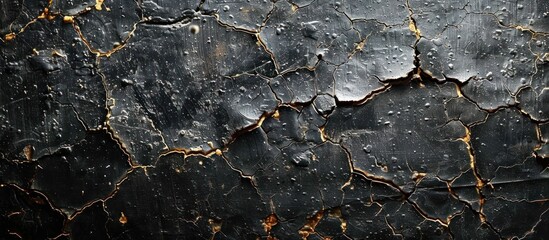 Poster - Cracked Black and Gold Surface