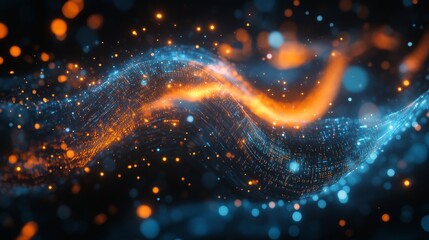 Poster - an abstract background rendered in 3d with a dot graph. a complex repeatable graph with details.