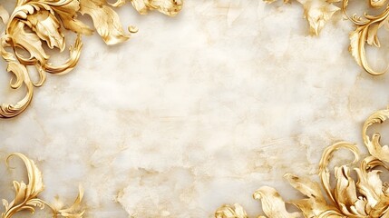 Wall Mural - Elegant Golden Floral Swirls and Flourishes on Textured Vintage Background