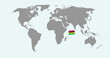 © Ruslan - Pin map with Mauritius flag on world map. Vector illustration.