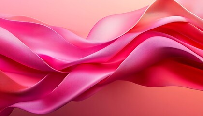 Poster - 3D Illustration of Intertwined Pink and Red Ribbons with Smooth Textures