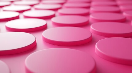 Poster - 3D Illustration of a Smooth Pink Surface with Overlapping Red Circles
