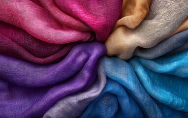 Poster - Background of Various Fabrics Layered Together with Rich Jewel Tones
