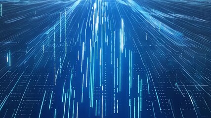 Poster - a vibrant blue background features flowing light streaks, setting the mood for an engaging technolog