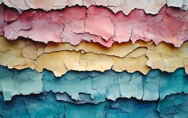 Poster - Background of Torn Paper Edges with Layered Colored Papers Creating a Collage Effect