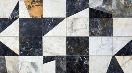 Canvas Print - Beautiful patchwork pattern, mixed with white, grey, cream and navy marble, various round shapes