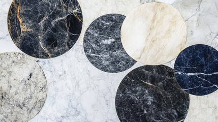 Canvas Print - Beautiful patchwork pattern, mixed with white, grey, cream and navy marble, various round shapes. --ar 16:9 --v 6.1 Job ID: cc857c43-ce87-4b6f-8dd7-14beb0f6fb88