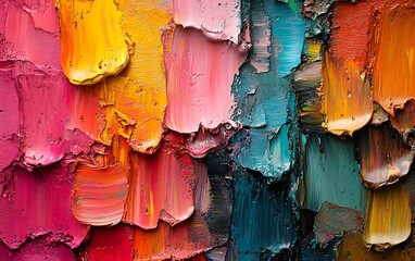 Aufkleber - background of thick oil paint layers with vibrant colors and impasto texture