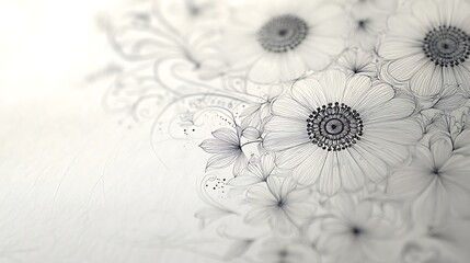 Poster - Background of Smooth Paper with Intricate Hand-Drawn Patterns in Black Ink