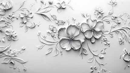 Poster - Background of Smooth Paper with Intricate Hand-Drawn Patterns in Black Ink
