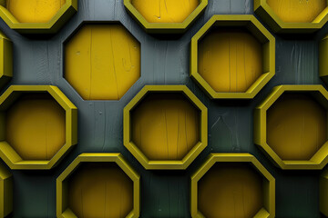 Geometric Octagon Pattern with Yellow and Gray Tones 