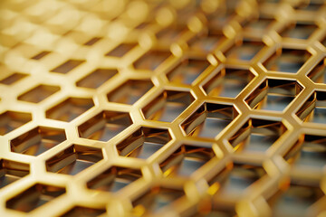 Golden Hexagonal Grid in Afternoon Light