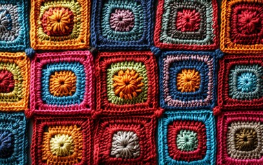 Aufkleber - background of bold crochet patterns with geometric designs and thick yarn