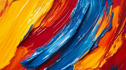 Poster - Background with Abstract Paint Strokes in Bold and Vivid Colors