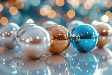 Festive Christmas Ornaments with Warm Bokeh Effect 