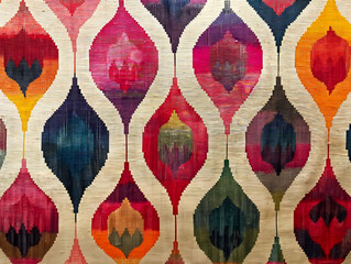 Wall Mural - A colorful, multi-colored, multi-layered piece of fabric with a pattern of flowers and leaves