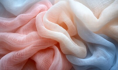 Poster - Background of Mixed Fabrics with Chiffon and Wool in Soft Pastel Shades