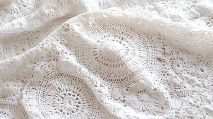 Poster - Background of Crocheted Doilies with Intricate Lace Patterns in Delicate White