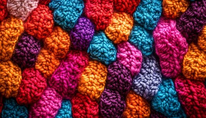 Poster - Background of Crocheted Patterns with Bright and Bold Colors in Complex Design