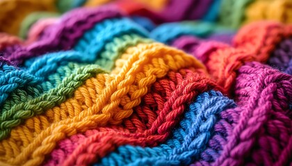Poster - Background of Crocheted Patterns with Bright and Bold Colors in Complex Design