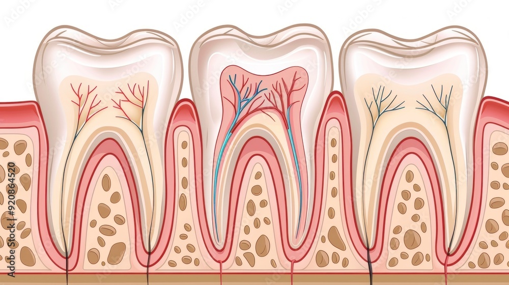 Deep Tooth Flat illustration of cross-section of tooth with cavity, highlighting ...