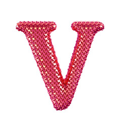 Canvas Print - Pink ribbed symbol. letter v