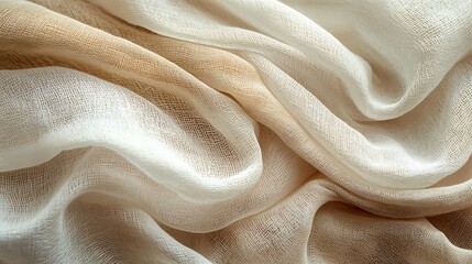 Poster - Background of Layered Fabrics in Chiffon and Burlap with Neutral Tones