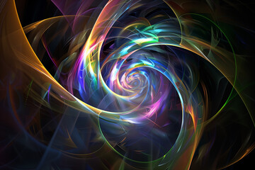 Wall Mural - colorful spiral of luminous lights on a dark abstract background, perfect for dynamic and futuristic