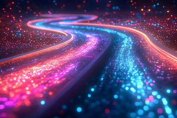 Poster - A mesmerizing pathway filled with vibrant lights, creating a surreal and magical visual experience.