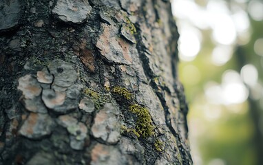 Poster - Background with Close-Up of Tree Bark and Moss in a Forest Setting