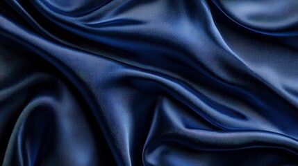 A close-up of flowing dark satin fabric, showcasing its smooth texture and sheen.