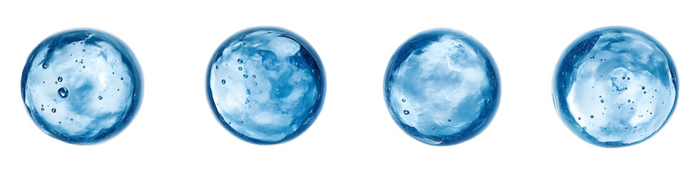 Poster - Four abstract blue circles with unique textures, ideal for backgrounds or design elements that evoke serenity and creativity.
