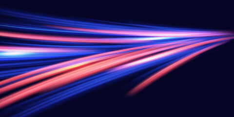 Poster - Big data traffic visualization, dynamic high speed data streaming traffic. Vector glitter light fire flare trace. Speed of light in galaxy. Neon light, electric light, light effect.