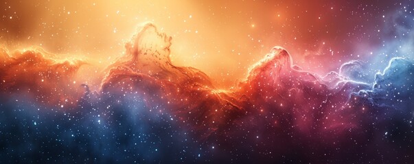 Wall Mural - watercolor abstract galaxy with light beams and stars on white.