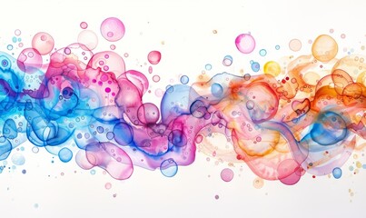 Wall Mural - A colorful line of bubbles with a rainbow of colors