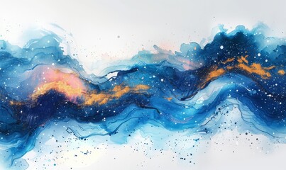 Wall Mural - Abstract starry night in watercolor on white.