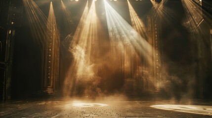 Aufkleber - Empty Stage with Spotlights and Smoke
