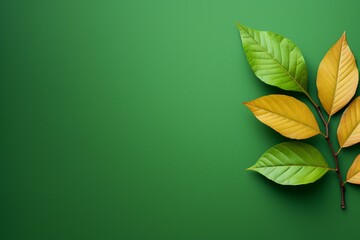Poster - leaf on green background