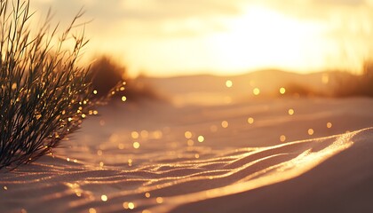 Poster - Background of Sandy Dunes with Ripples and Soft Bokeh of Vegetation