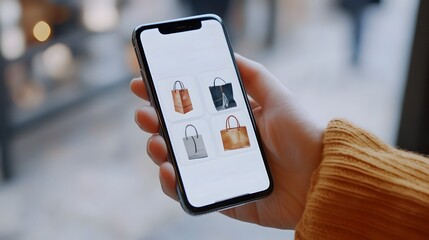Poster - mobile phone screen showcasing a global e commerce marketplace with a detailed focus on the display 