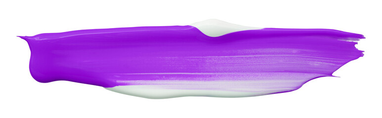 Shiny purple liquid brush strokes isolated on transparent background