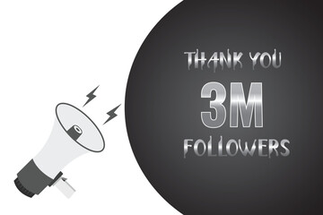 3000000 OR 3m followers celebration. Thank you 3000000 followers congratulation template banner. banner for social 3m friends and followers. celebrate subscribers and followers.
