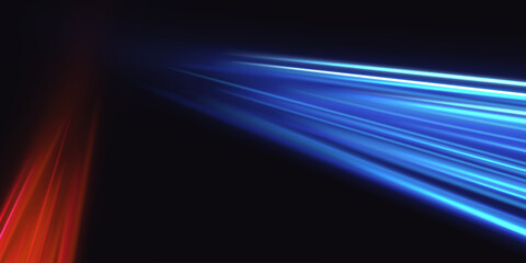 Poster - Big data traffic visualization, dynamic high speed data streaming traffic. Vector glitter light fire flare trace. Speed of light in galaxy. Neon light, electric light, light effect.
