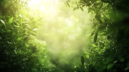Poster - Background of Lush Rainforest with Dense Canopy and Soft Bokeh