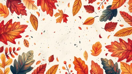 Aufkleber - Colorful Autumn Leaves Scattered on White Background