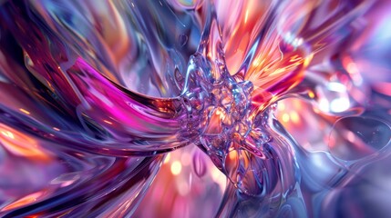 Aufkleber - A colorful, abstract painting with a purple swirl